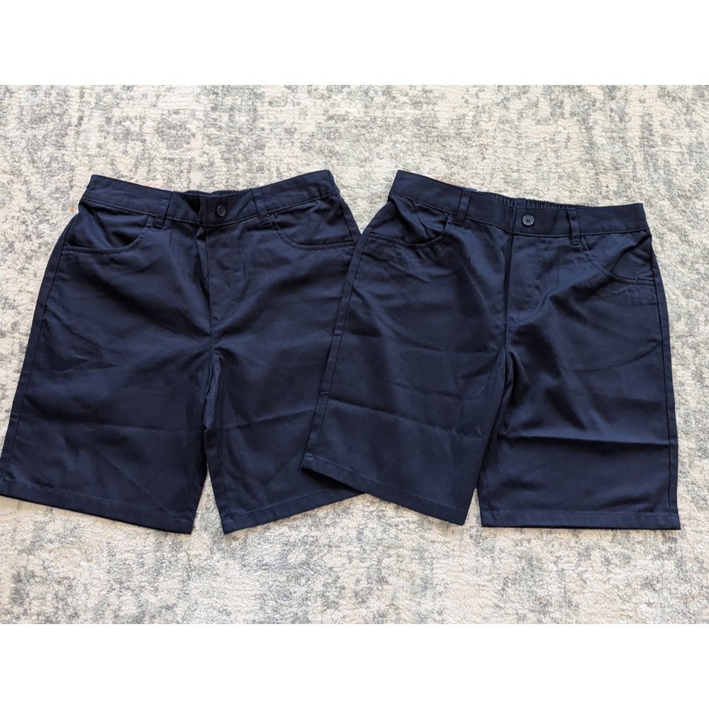 French Toast Uniform Shorts Youth Size 14 Boys Flat Front Navy Shorts Lot of 2
